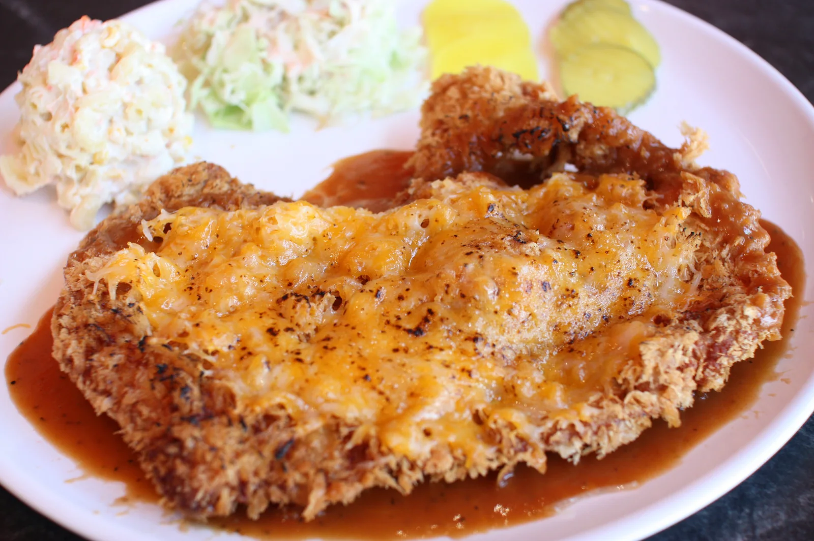 Snowflake Cheese Katsu — cutlet topped with shredded cheese
